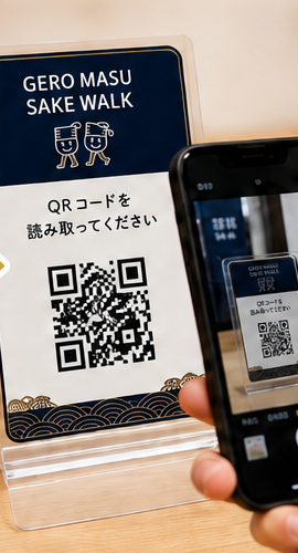 店舗でQRコードを読み取る
